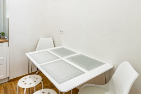 Dining table for two in the kitchen of the Krakivska Street apartment