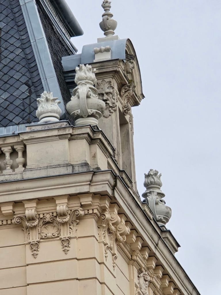 Roof and cornice decoration of Potocki Palace in Lviv