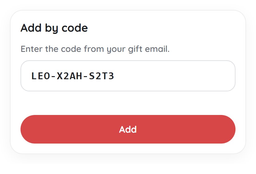The “Add by code” window in the account with a field for the certificate code